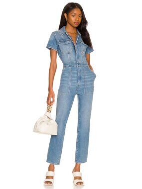 Good American Fit For Success Denim Jumpsuit – Blue Stretch Denim – Size Small